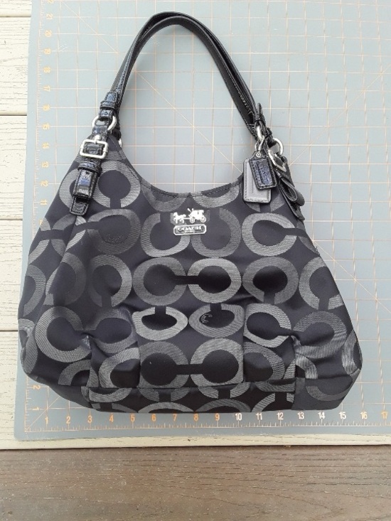 Coach Handbags - EUC Coach No.C1276-20244 Black Madison Leather & Canvas Signature Tote Bag